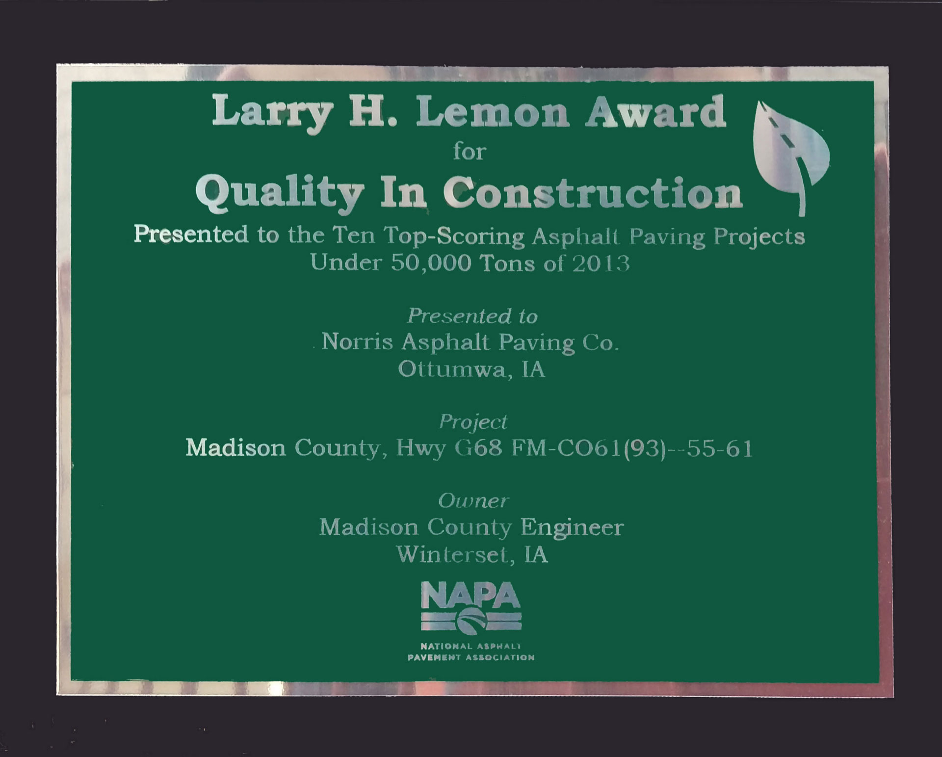 Larry H. Lemon Award